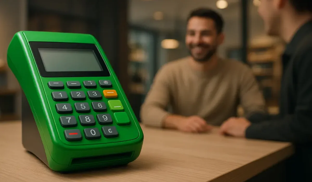 Maquina verde de cartão